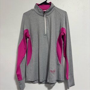 FootJoy FJ Women's 1/4 Zip Pullover Jacket Gray Pink Sweatshirt Golf Large *READ